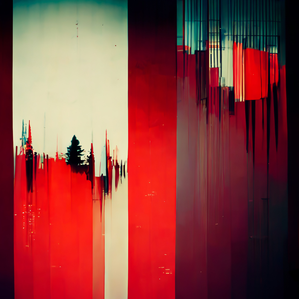 Glitch #73, an AI waking up from a dream and starting to see the world in color, AI doesnt have blood